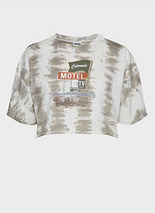Tricou croială dreaptă mâneci scurte bej NOISY MAY femeie