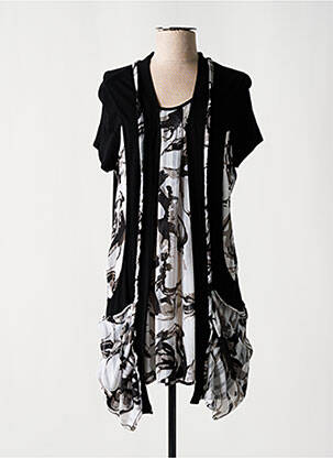 Rochie scurtă croială fluidă mâneci scurte negru JEAN DELFIN femeie