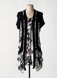 Rochie scurtă croială fluidă mâneci scurte negru JEAN DELFIN femme