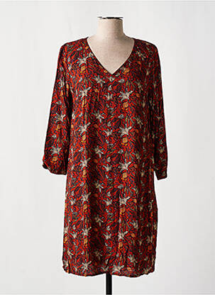 Rochie midi imprimeu floral mâneci lungi portocalie LA FIANCEE DU MEKONG femeie
