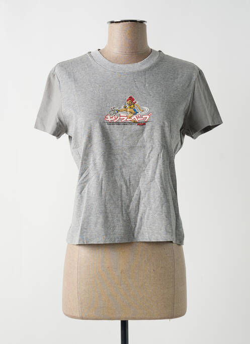 Tricou croială dreaptă mâneci scurte gri KILLAH femme