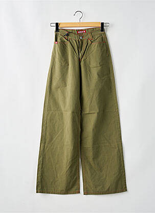 Pantalon evazat închidere cu fermoar sub clapetă cu nasturi verde KILLAH femeie