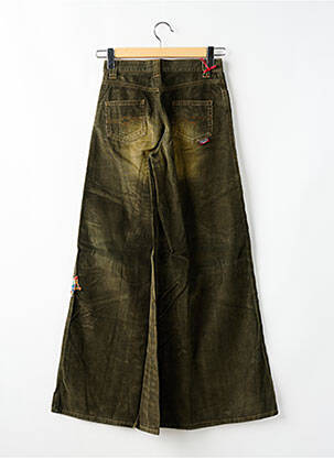 Pantalon evazat închidere cu fermoar sub clapetă cu nasturi verde KILLAH femeie