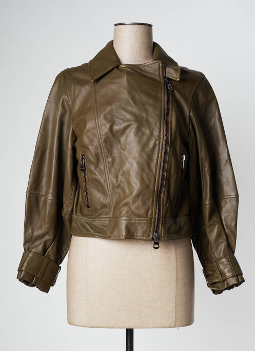 Geacă din piele maro MANGO femeie