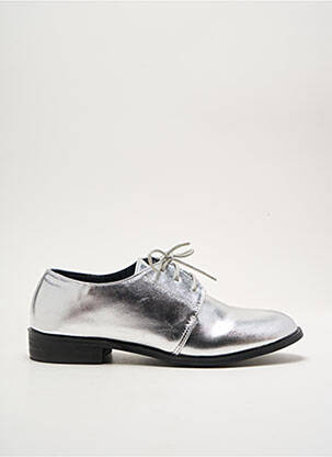 Mocasini material neted toc plat până la 3 cm argintiu I LOVE SHOES femeie