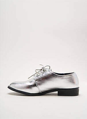 Mocasini material neted toc plat până la 3 cm argintiu I LOVE SHOES femeie