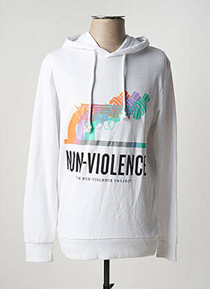 Hanorac cu glugă alb JACK & JONES bărbat