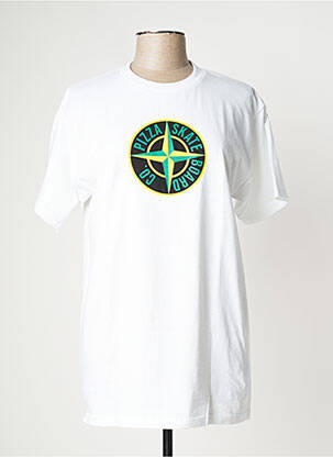 Tricou alb PIZZA SKATEBOARD bărbat