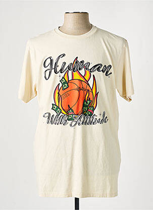 Tricou bej HUMAN WITH ATTITUDE bărbat