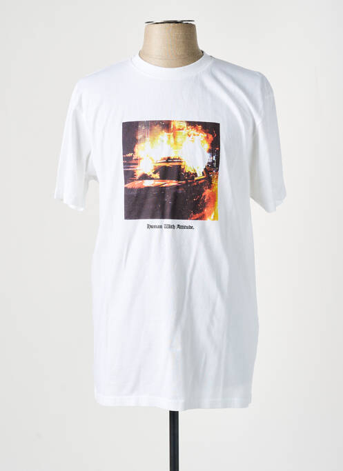 Tricou alb HUMAN WITH ATTITUDE bărbat