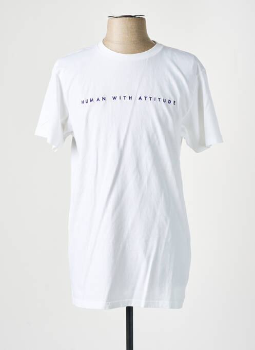 Tricou alb HUMAN WITH ATTITUDE bărbat