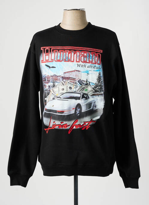 Hanorac negru HUMAN WITH ATTITUDE bărbat