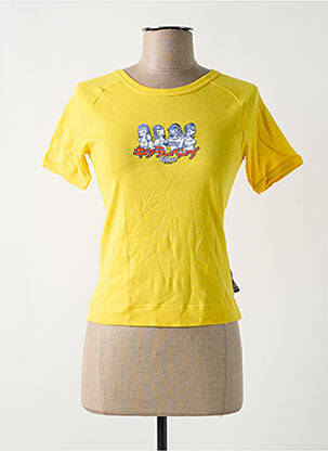 Tricou serigrafie flockată mâneci scurte galben KILLAH femeie