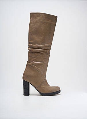 Cizme material neted toc de 7 la 9 cm bej KEEP femeie