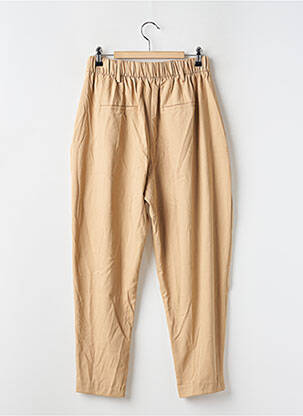 Pantalon drept croială morcov talie înaltă bej BERSHKA femeie