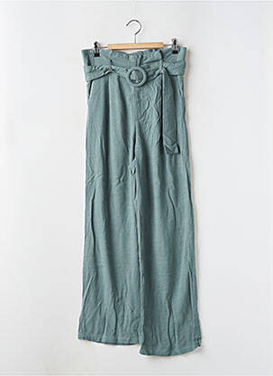 Pantalon larg talie cu cleme talie înaltă verde RUE MAZARINE femeie
