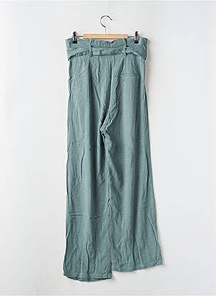 Pantalon larg talie cu cleme talie înaltă verde RUE MAZARINE femeie