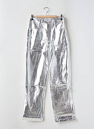 Pantalon drept talie cu cleme talie înaltă argintiu AMYLYNN femeie
