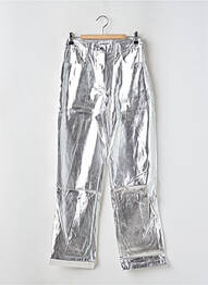 Pantalon drept talie cu cleme talie înaltă argintiu AMYLYNN femme