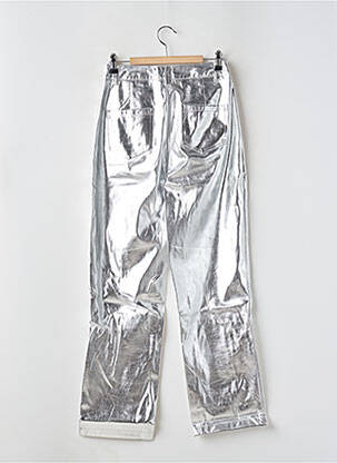 Pantalon drept talie cu cleme talie înaltă argintiu AMYLYNN femeie