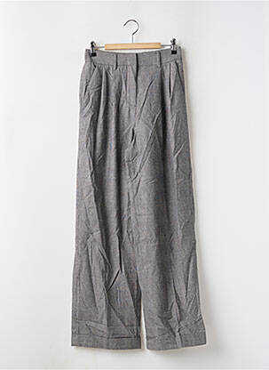Pantalon larg închidere cu fermoar sub clapetă cu cârlig talie înaltă gri LILY SILK femeie