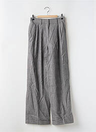 Pantalon larg închidere cu fermoar sub clapetă cu cârlig talie înaltă gri LILY SILK femeie