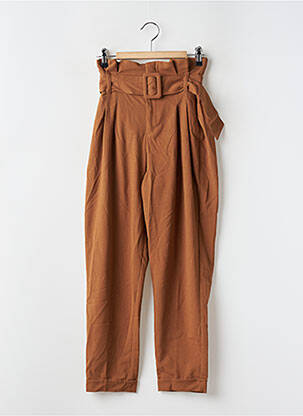 Pantalon drept croială morcov talie înaltă maro BERSHKA femeie