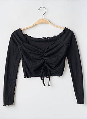 Top croială cambrată mâneci 3/4 negru BOOHOO femeie