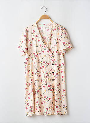 Rochie scurtă croială fluidă mâneci scurte bej SANS MARQUE femeie