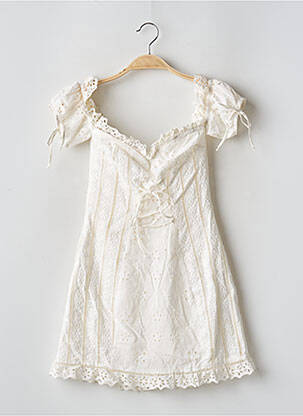 Rochie scurtă închidere cu fermoar la spate mâneci scurte bej FOR LOVE & LEMONS femeie