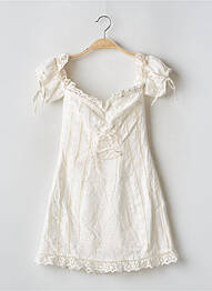Rochie scurtă închidere cu fermoar la spate mâneci scurte bej FOR LOVE & LEMONS femeie