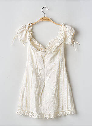 Rochie scurtă închidere cu fermoar la spate mâneci scurte bej FOR LOVE & LEMONS femeie