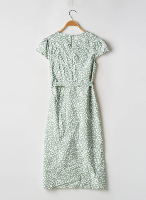 Rochie midi imprimeu floral mâneci scurte verde QED LONDON femme