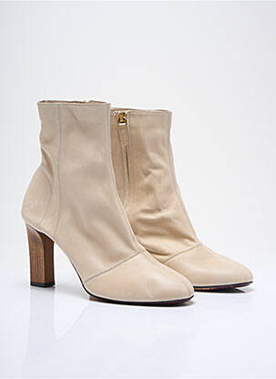 Botine/ghete material neted toc de 7 la 9 cm bej LA LIGNE NUMÉROTHÉE femeie