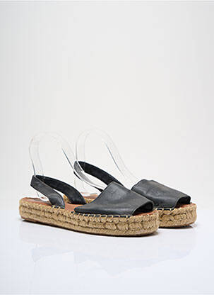 Espadrile țesătură satinată toc plat până la 3 cm negru ALOHAS femeie