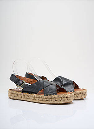 Espadrile țesătură satinată toc plat până la 3 cm negru ALOHAS femeie