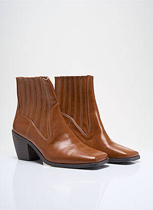 Botine/ghete material neted toc de 4 la 6 cm maro VANESSA WU femeie