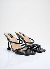 Șlapi imprimare toc de 7 la 9 cm negru QUANTICLO femme