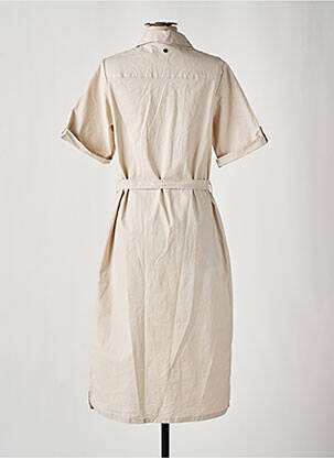Rochie midi mâneci scurte mâneci scurte bej ÉTYMOLOGIE femeie