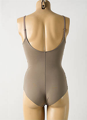 Costum de baie dintr-o singură piesă efect material satinat sutien balconet cu decolteu înalt maro VANITY FAIR femeie
