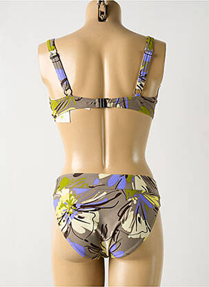 Costum de baie din două piese elasticitate sutien balconet cu decolteu înalt maro ROSE POMME femeie