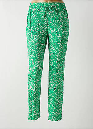 Pantalon drept țesătură poplin talie înaltă verde VERO MODA femeie