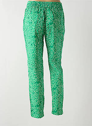 Pantalon drept țesătură poplin talie înaltă verde VERO MODA femeie