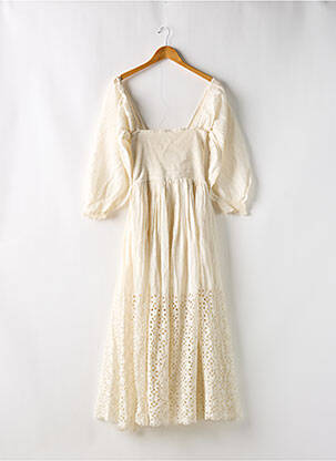Rochie lungă croială evazată mâneci 3/4 bej FREE PEOPLE femeie