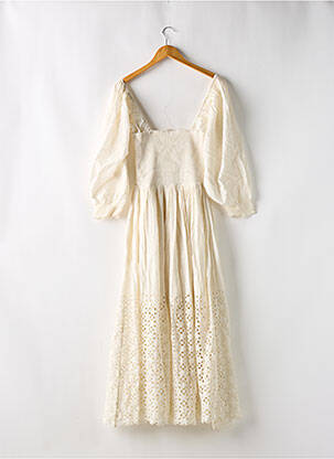 Rochie lungă croială evazată mâneci 3/4 bej FREE PEOPLE femeie