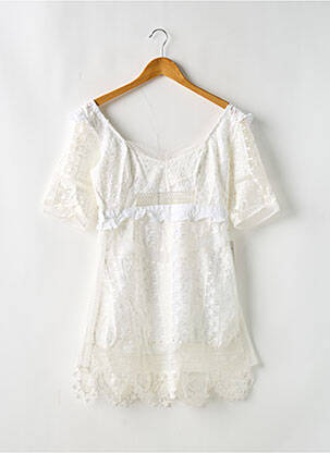 Rochie scurtă închidere cu fermoar la spate mâneci scurte alb FOR LOVE & LEMONS femeie
