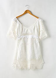 Rochie scurtă închidere cu fermoar la spate mâneci scurte alb FOR LOVE & LEMONS femme