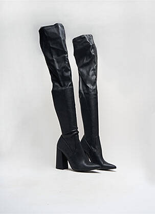Cizme peste genunchi țesătură satinată toc înalt de 10cm și mai mult negru STEVE MADDEN femeie