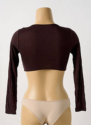 Top elasticitate mâneci lungi maro BOOHOO femeie