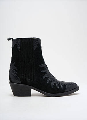 Botine/ghete țesătură satinată toc de 4 la 6 cm negru REQINS femeie